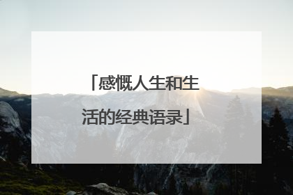 感慨人生和生活的经典语录