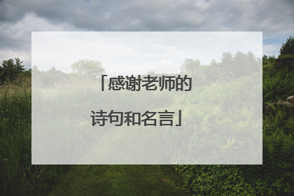 感谢老师的诗句和名言