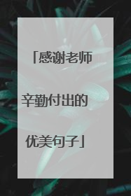 感谢老师辛勤付出的优美句子