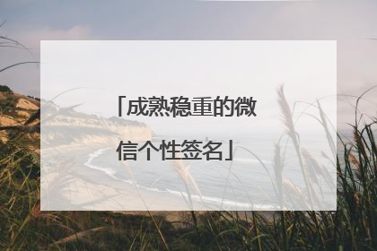 成熟稳重的微信个性签名
