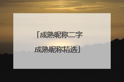 成熟昵称二字 成熟昵称精选