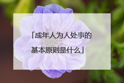 成年人为人处事的基本原则是什么