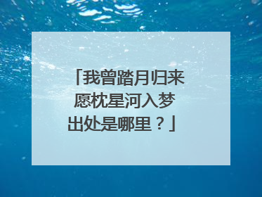 我曾踏月归来 愿枕星河入梦出处是哪里?
