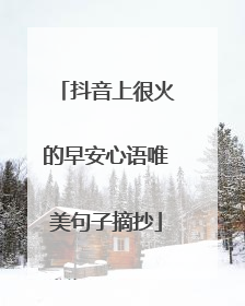 抖音上很火的早安心语唯美句子摘抄