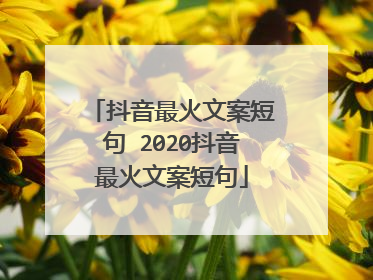 抖音最火文案短句 2020抖音最火文案短句