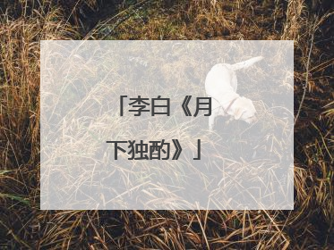 李白《月下独酌》