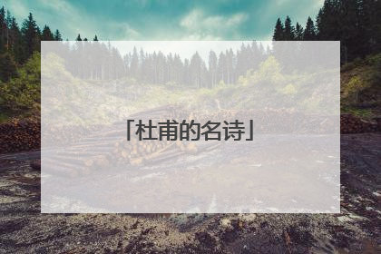杜甫的名诗