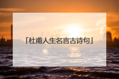 杜甫人生名言古诗句