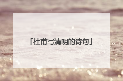 杜甫写清明的诗句