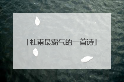 杜甫最霸气的一首诗