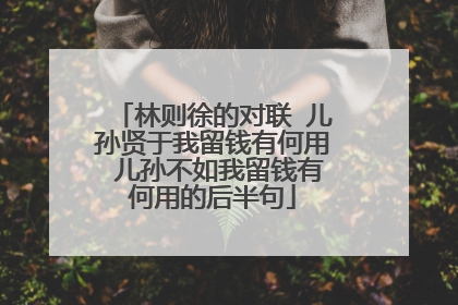 林则徐的对联 儿孙贤于我留钱有何用 儿孙不如我留钱有何用的后半句