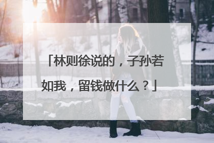 林则徐说的,子孙若如我,留钱做什么?