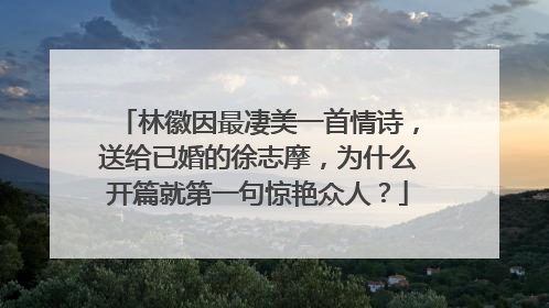 林徽因最凄美一首情诗,送给已婚的徐志摩,为什么开篇就第一句惊艳众人?