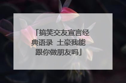 搞笑交友宣言经典语录 土豪我能跟你做朋友吗