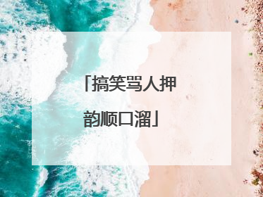 搞笑骂人押韵顺口溜