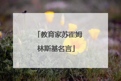 教育家苏霍姆林斯基名言