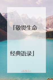 敬畏生命经典语录