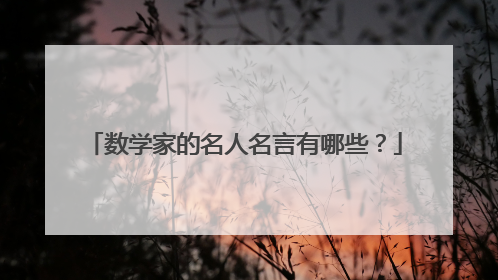 数学家的名人名言有哪些?