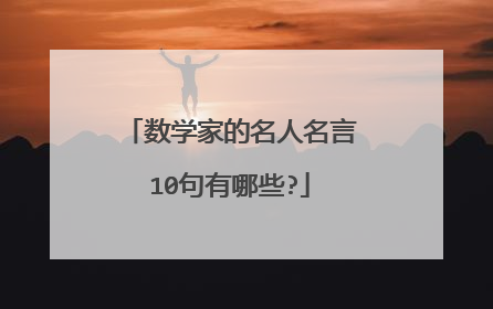 数学家的名人名言10句有哪些?
