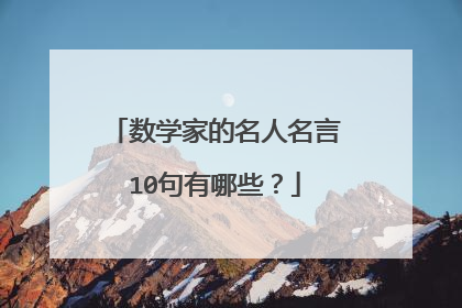 数学家的名人名言10句有哪些?