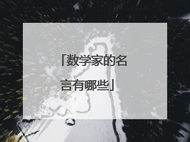 数学家的名言有哪些