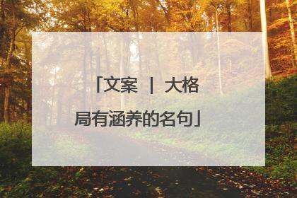 文案 | 大格局有涵养的名句