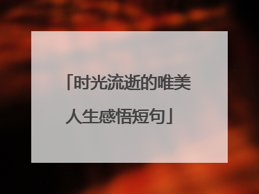 时光流逝的唯美人生感悟短句