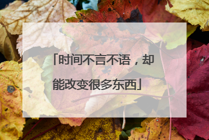 时间不言不语,却能改变很多东西