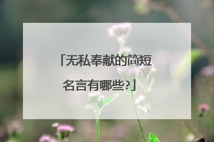 无私奉献的简短名言有哪些?