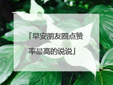 早安朋友圈点赞率最高的说说