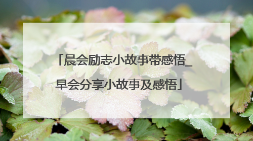 晨会励志小故事带感悟_早会分享小故事及感悟