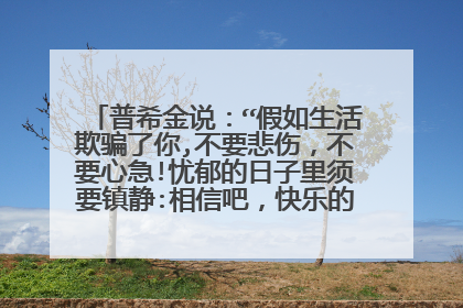 普希金说:“假如生活欺骗了你,不要悲伤,不要心急!忧郁的日子里须要镇静:相信吧,快乐的日子将会来临