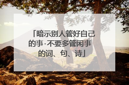 暗示别人管好自己的事·不要多管闲事 的词、句、诗