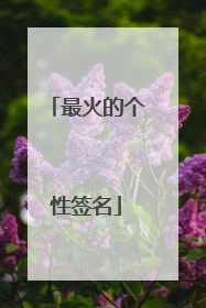 最火的个性签名