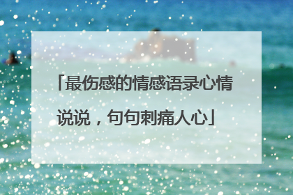 最伤感的情感语录心情说说,句句刺痛人心