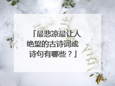 最悲凉最让人绝望的古诗词或诗句有哪些?
