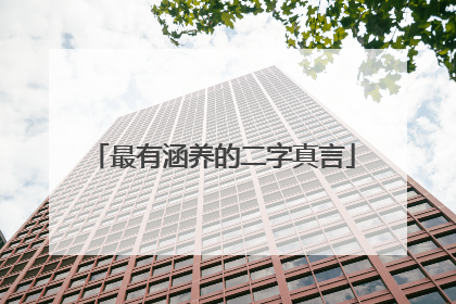 最有涵养的二字真言
