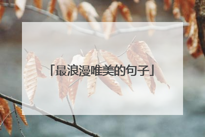 最浪漫唯美的句子
