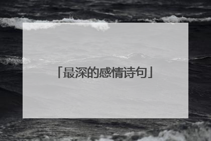 最深的感情诗句