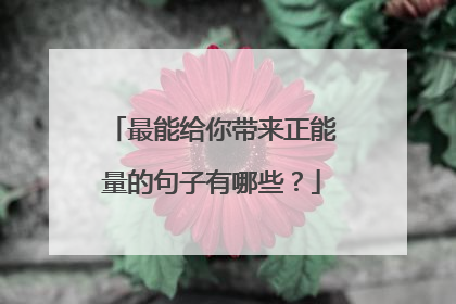 最能给你带来正能量的句子有哪些?