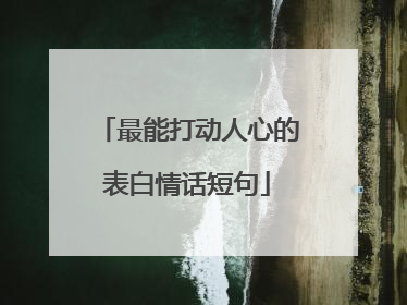 最能打动人心的表白情话短句