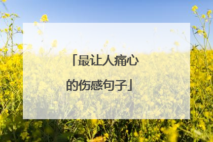 最让人痛心的伤感句子