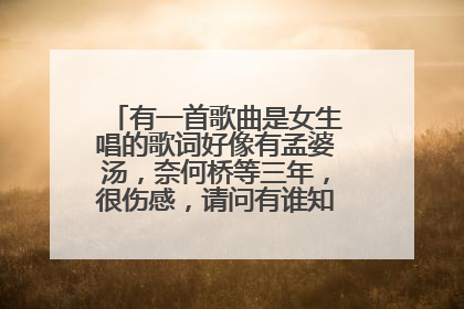 有一首歌曲是女生唱的歌词好像有孟婆汤,奈何桥等三年,很伤感,请问有谁知道是什么歌曲吗?
