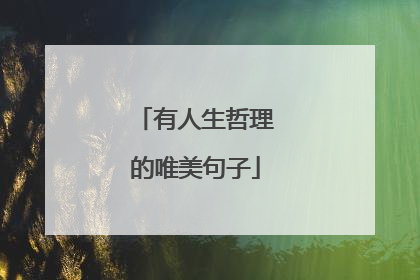 有人生哲理的唯美句子