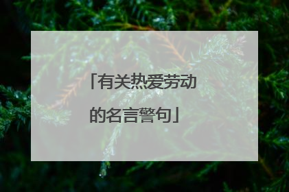 有关热爱劳动的名言警句