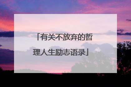 有关不放弃的哲理人生励志语录