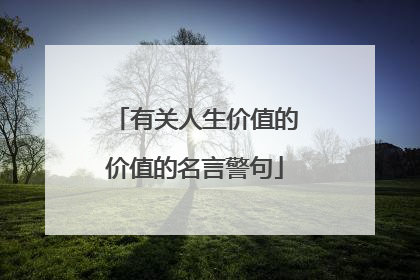 有关人生价值的价值的名言警句