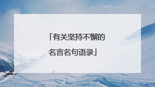 有关坚持不懈的名言名句语录