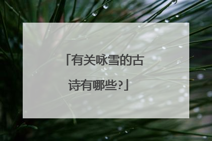 有关咏雪的古诗有哪些?