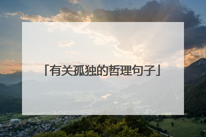 有关孤独的哲理句子